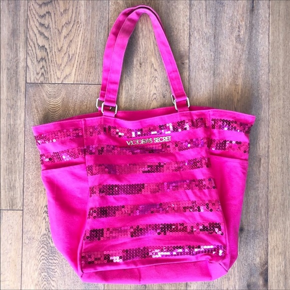 PINK Victoria's Secret Handbags - (Victoria’s Secret) Hot Pink Sequined Tote